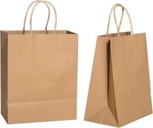Factory Brown Kraft Paper Bags with Handles for Food Takeout and Small Gift Packaging
