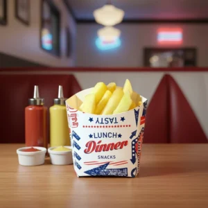 Factory Custom Degradable Kraft Paper Takeaway Food Box for Waffles and French Fries
