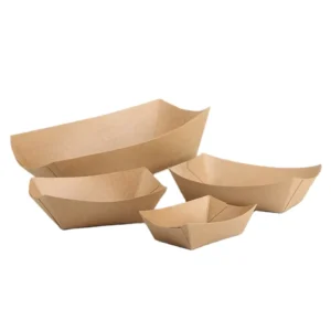 Factory Custom Logo Color Snack Disposable Kraft Paper Food Serving Tray for French Fries, Tacos, and BBQ