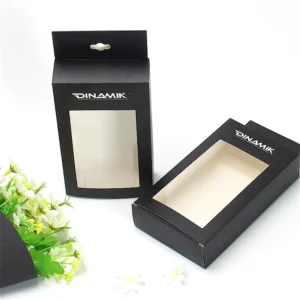 Factory Custom Logo Folding Paper Packing Window Box Electronic Product Packaging Box with Hanging Hole Clear Window