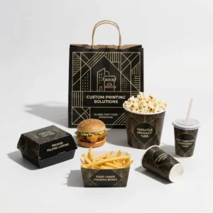 Factory Custom Multi-Purpose Restaurant Takeaway and Fast Food Delivery Paper Bag Set with Logo Printing