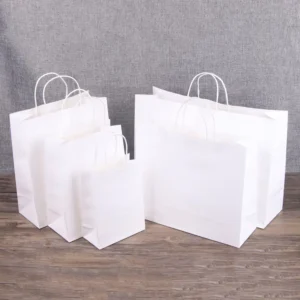 Factory Custom Printed Kraft Paper Shopping Bags with Logo, Brown and White, Gift Packaging