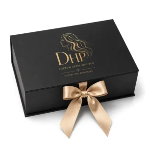 Factory Custom Rigid Satin Wig Box with Gold Stamping and Matte Lamination