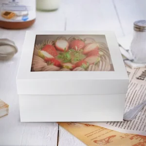 Factory Custom White Paper Auto-Pop-Up Square Cake, Donut, and Dessert Boxes