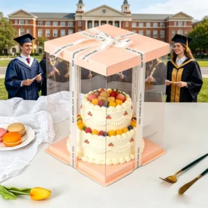 Factory Custom White Paper Cake Box with Clear Window for Bakery Shop Display