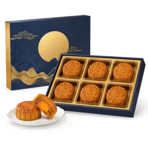 Factory Customized Mid Autumn Mooncake Gift Box Flip Top Book Style Gold Stamped Embossed Printing