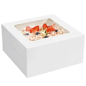Factory Customized White Paperboard Cake Box Disposable Cake Container with Window