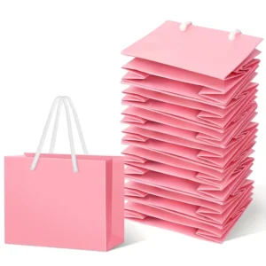 Factory Direct Custom Gift Specialty Cardboard Flat Bottom Design Packaging Pink Handbag Customization White Card Paper Bags