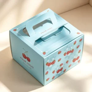 Factory Direct Custom Logo Cake Box with Handle White Cardboard Paper with PET Window