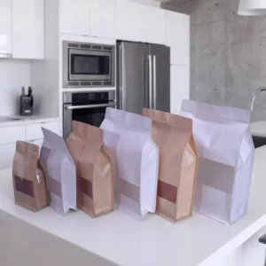 Factory Direct Flat-Bottom Zipper Coffee Bag, Kraft Paper Food Packaging Stand-Up Pouch with Clear Window
