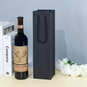 Factory Direct Sales Foldable Kraft Gift Paper Bag for Carrying Wine Bottles Single Wine Packaging