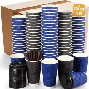 Factory Disposable 12oz 16oz Ripple Wall Corrugated Coffee Paper Cups