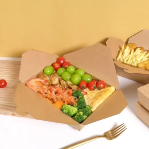 Factory Disposable Food Grade Customized Size Matt Lamination Biodegradable Kraft Paper Burger Packaging Box Cardboard