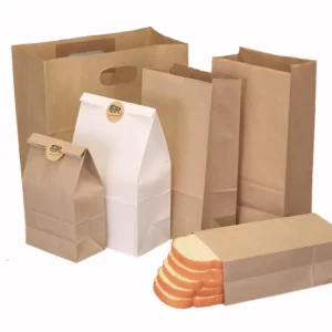 Factory Food Grade Custom Printed Bread Candy Food Takeaway Bags Brown or White Kraft Paper Bag