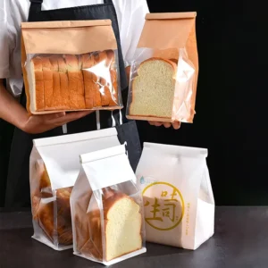 Factory Kraft Paper Bakery Bag with Window for Bread, Loaf, Bagel, and Toast, Brown