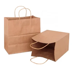 Factory Kraft Paper Tote Bag Custom Logo Accepted Recyclable Brown Handle Bag