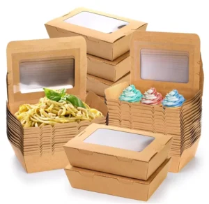 Factory OEM ODM Paper Takeaway Lunch Food Box Disposable Containers With Window for Salad and BBQ