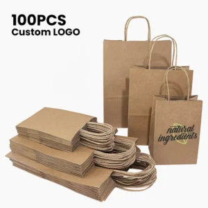 Factory Price Custom Logo Print Brown White Retail Food Grade Kraft Shopping Paper Bag With Twisted Handle