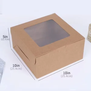 Factory Quick Shipping Kraft Cake Box Clear PET Window Paper Packaging Cake Boxes 10 Inch Cake Box with Tray
