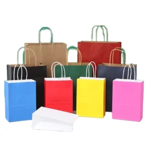 Factory Sale Printed Logo White Brown Kraft Paper Food Packaging Takeaway Bags With Twisted Handle Shopping Jewellery Gift Bag