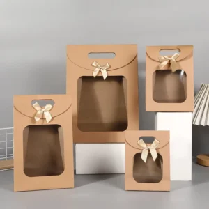 Factory Selling Windows Paper Bag Kraft Paper Bag Shopping Resealable Stand up Kraft Gift Bag Packing