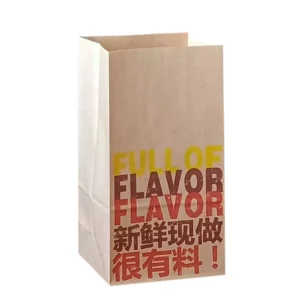 Factory Supply SOS Brown Kraft Stand-Up Recyclable Paper Bag with Flexo Printing for Pizza and Champagne, No Handle