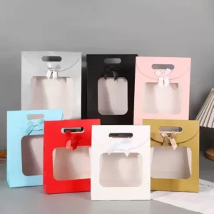 Factory Windowed Kraft Paper Resealable Stand-Up Gift Bags for Shopping and Packaging