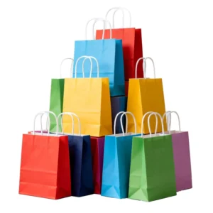 Fast Food Kraft Paper Takeaway Bags with Handles for Shoes and Clothes Packaging