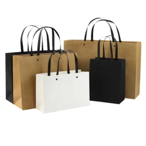 Fast Food Takeaway Kraft Paper Bag Reusable Shopping Gift Boutique Packaging Black Brown Options Tableware Umbrella