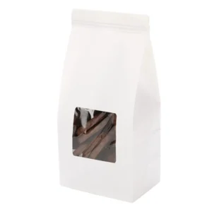 Flat Bottom Window Kraft Paper Bag for Coffee Beans, Desserts, Grain, Food Grade, Customizable
