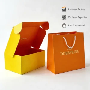Flat Folding E-Flute Corrugated Gift Box Full Color Printing Rigid Custom Flip Top Box with Bag