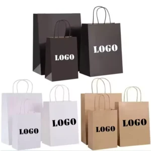 Flat Handle Brown Kraft Paper Restaurant Delivery Takeaway Bag