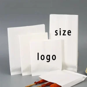 Flexography Greaseproof White Kraft Paper Bags for Fast Food and French Fries
