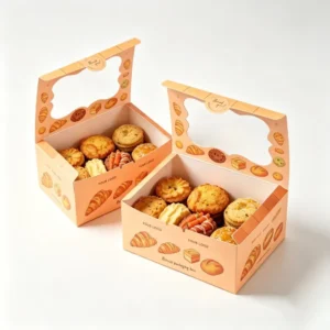 Flip-Top Cookie Bread Box Stackable Foldable Paper Box with Clear Window Eco-Friendly Rectangle Food-Grade Packaging