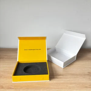 Flip Top Paper Box with Strong Magnetic Closure for Electronics and Tech Gadgets