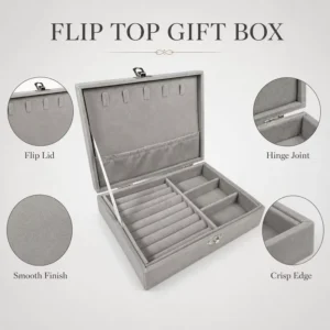 Flip Top Paper Gift Box with Hinged Lid and Matte Finish
