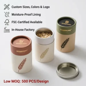 Foil-Lined Supplement Powder Tea Packaging Paperboard Can With Lid
