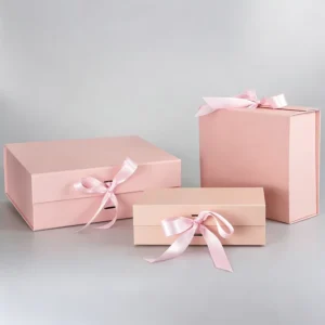 Foldable Cardboard Gift Box with Magnetic Closure, Gold and Black, Wedding, Guest and Bridesmaid Gifts
