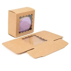 Foldable Embossed Glossy Laminated Recyclable Kraft Paper Window Box Custom Size