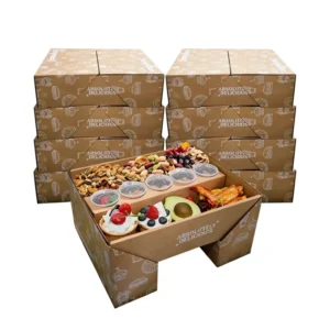 Foldable Outdoor Camping Kraft Paper Picnic Snack Dessert Sushi Box with Divider