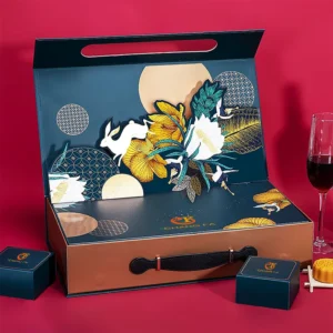 Foldable Paper Cardboard Mooncake Gift Box With Handle