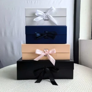 Foldable Paper Gift Box Customized Logo and Size Ribbon Magnetic Closure Gift Packaging