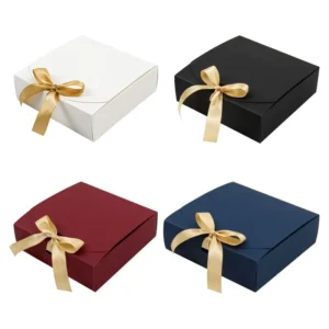 Foldable Paper Gift Boxes with Lid and Ribbon for Birthday and Wedding Presents