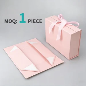 Foldable Pink Rigid Cardboard Gift Box for Cosmetics