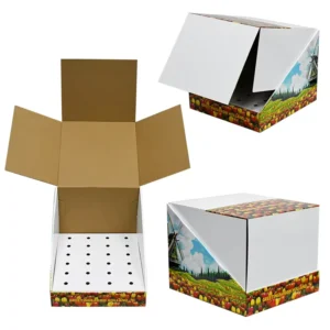 Foldable Portable Corrugated Cardboard Flap Display Box, CMYK Printing, Food 3C