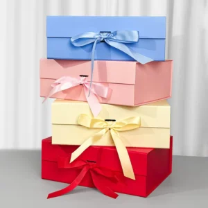 Foldable Rigid Cardboard Paper Gift Box with Magnetic Closure