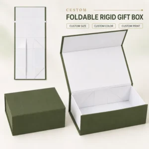 Foldable Rigid Kraft Paper Gift Box with Collapsible Design and Insert