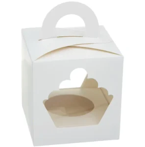 Foldable Single-Hole Cupcake Box with Handle, Clear Window, Food-Grade