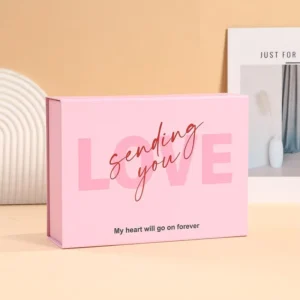 Foldable Valentine Gift Box with Heart-Pattern Printing and Magnetic Closure, Cardboard Present Packaging