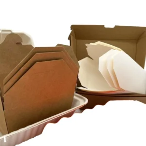 Folding Kraft Paper Hot Food Box, 500ml, 700ml, and 9000ml, with UV Coating and Embossing